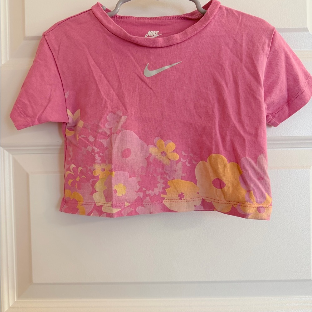 Nike Kids Pink and Yellow Floral Tee